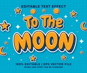 To the moon 3d editable text style effect vector