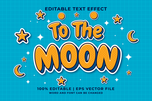 To the moon 3d editable text style effect vector