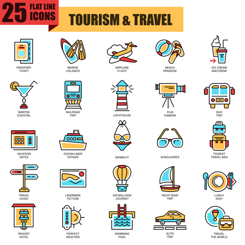 Tourism travel icon collection vector