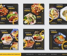 Various food promo flyers vector