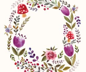 Watercolor floral wreath vector