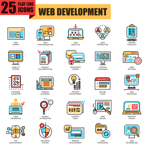 Web development icons collection vector