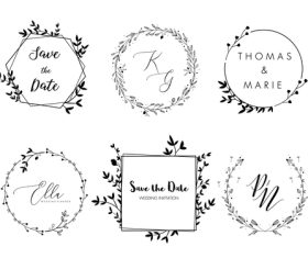 Wedding invitation floral wreath minimal design vector