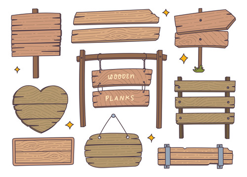 Wooden planks doodle vector