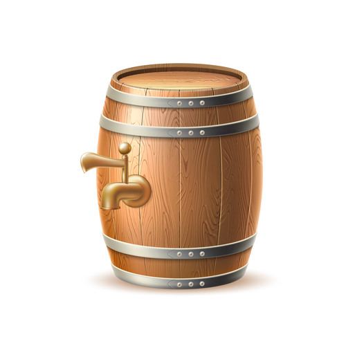 Wooden wine barrel vector
