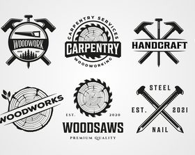 Woodwork vintage logo vector