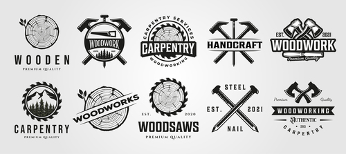 Woodwork vintage logo vector