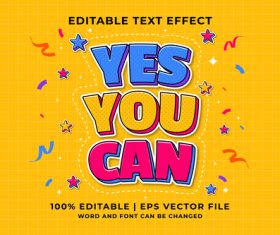 Yes you can cartoon editable text effect vector