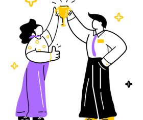 man and woman holding cup vector