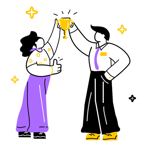 man and woman holding cup vector