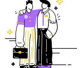 partners embrace after the deal vector