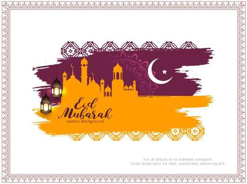 Abstract watercolor Eid Mubarak background vector