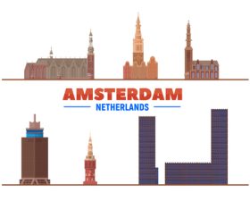 Amsterdam netherlands landmark building vector