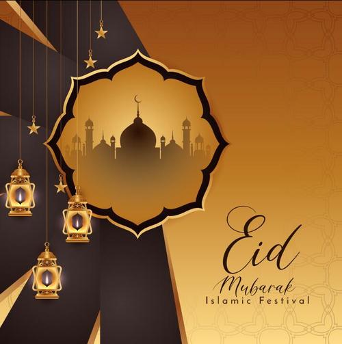 Art background Eid mubarak greeting card vector