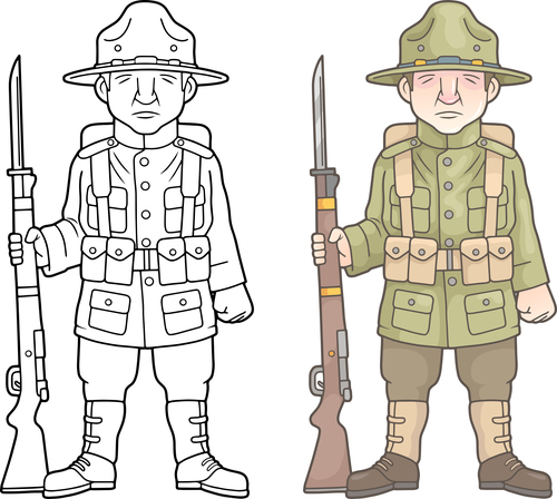 Australian soldier colouring book vector