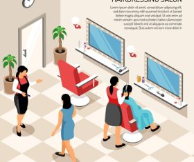 Barbershop isometric cartoon vector