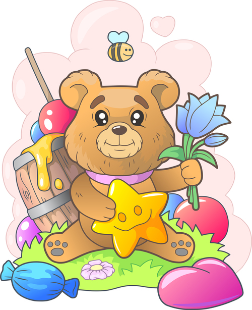 Bear colored vector illustration