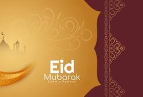 Bicolor background Eid mubarak greeting card banner vector