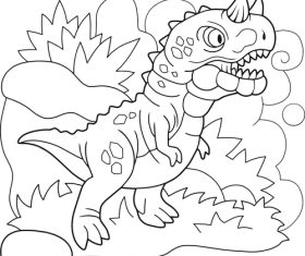 Black and white drawing carnotaurus vector