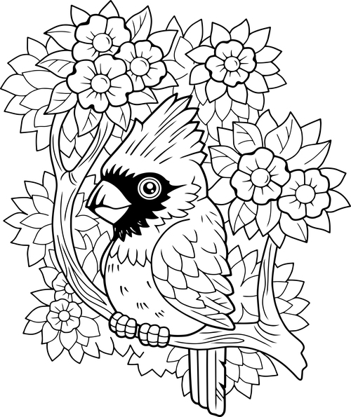 Black and white painted bird vector illustration