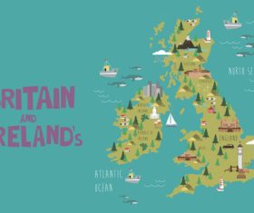Britain and irelands island maps vector