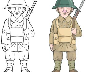 British soldier colouring book vector