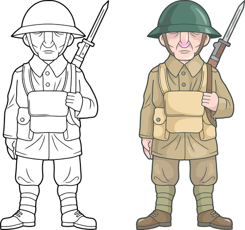 British soldier colouring book vector