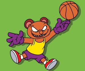 Brown bear playing basketball vector