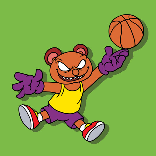 Brown bear playing basketball vector