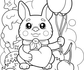 Bunny black and white painting vector illustration