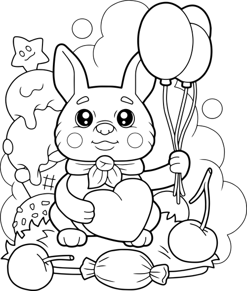 Bunny black and white painting vector illustration