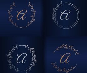 Capital letter floral decorative frame A alphabet vector