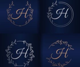 Capital letter floral decorative frame H alphabet vector