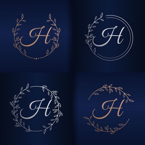 Capital letter floral decorative frame H alphabet vector