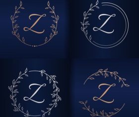 Capital letter floral decorative frame Z alphabet vector