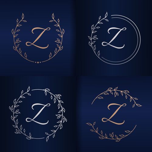 Capital letter floral decorative frame Z alphabet vector