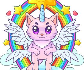 Cat unicorn vector illustration