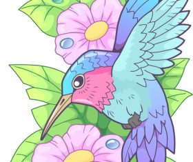 Color drawing hummingbird vector illustration