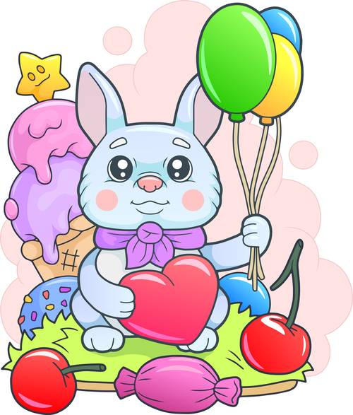 Colorful bunny vector illustration