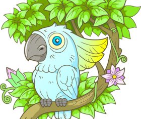 Colorful cartoon parrot vector illustration