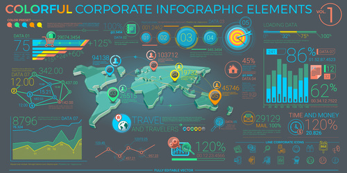 Colorful corporate infographics vector