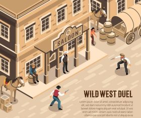 Cowboy duel cartoon vector