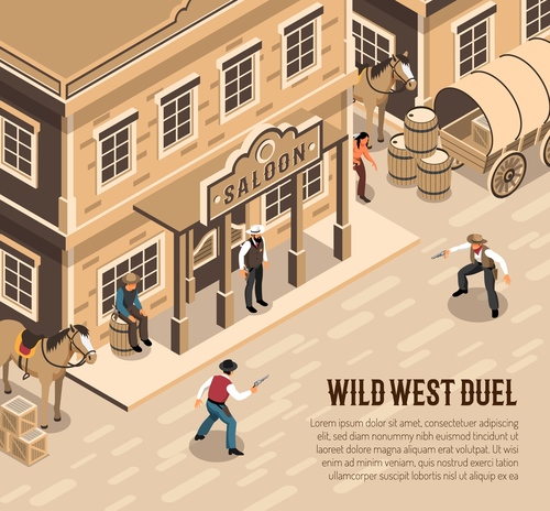 Cowboy duel cartoon vector