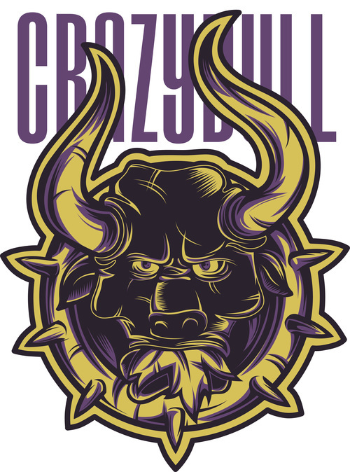 Crazy bull t-shirt design vector