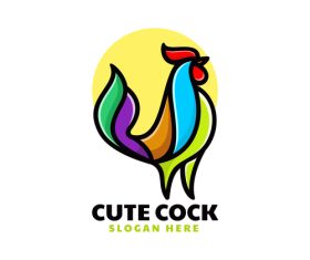 Cute cock vector logo