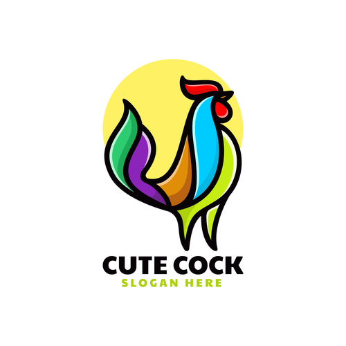 Cute cock vector logo
