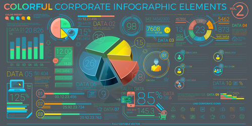 Data analysis corporate infographics vector