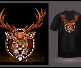 Deer head t shirt mascot logo design vector