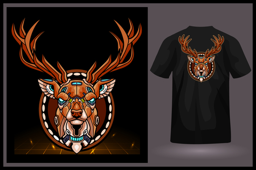 Deer head t shirt mascot logo design vector