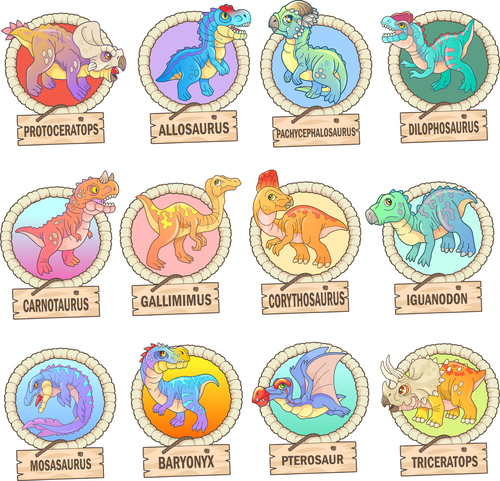 Dinosaur vector icons collection